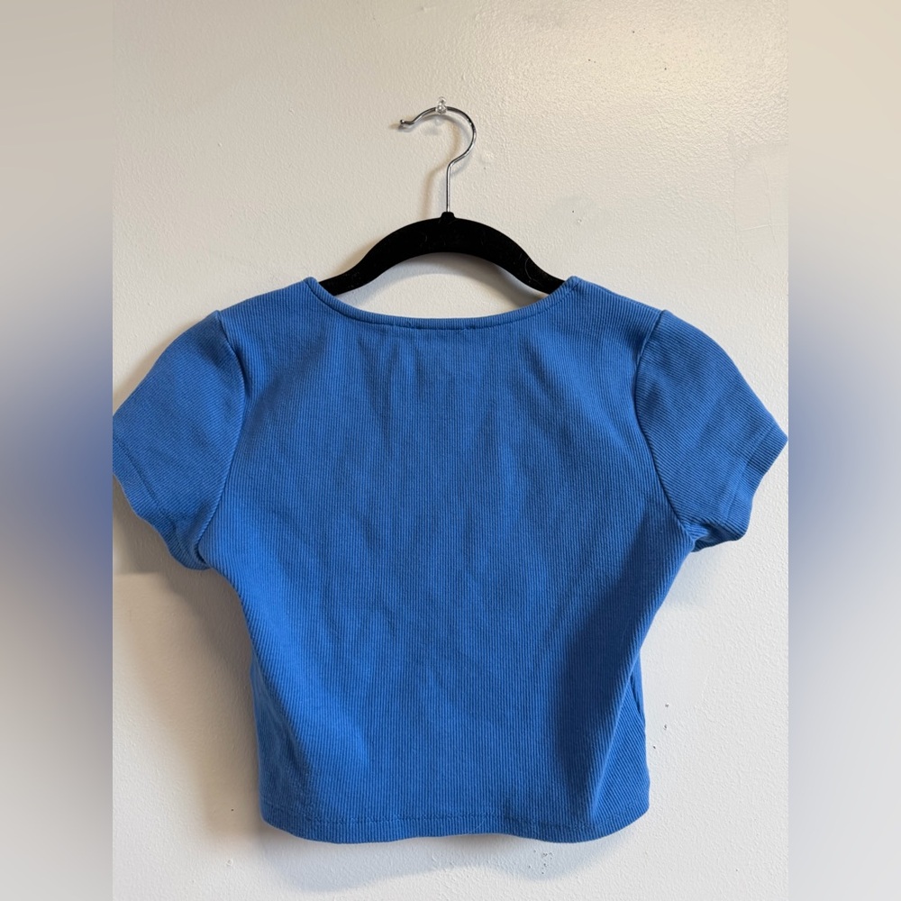 Princess Polly Ribbed Short Sleeve Ribbed Crop Top Bright Blue Size 2 🦋💙🦋💙 Y2K - Picture 4 of 6